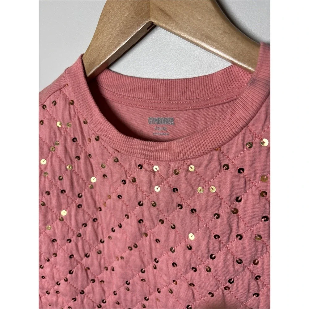 Gymboree Girls‎ Pink Sparkle Quilted Ice Skater Dress Long Sleeve Size 5-6